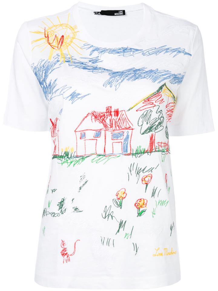 Love Moschino Scribble Print T-shirt - White