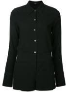Theory - Long Sleeve Shirt Playsuit - Women - Acetate/viscose - 4, Black, Acetate/viscose