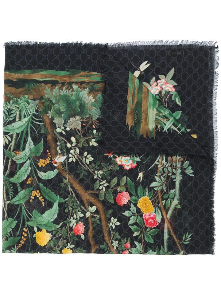 Gucci Gucci Tian Print Scarf - Black