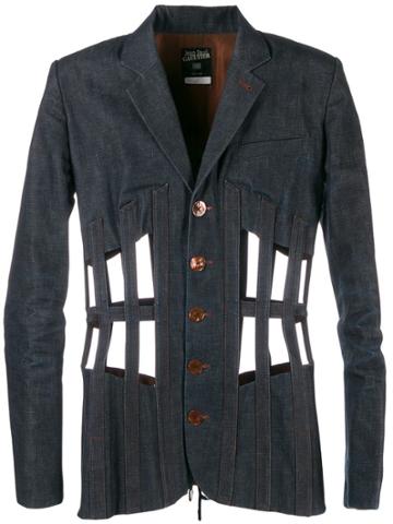 Jean Paul Gaultier Vintage Cage Design Denim Jacket - Blue