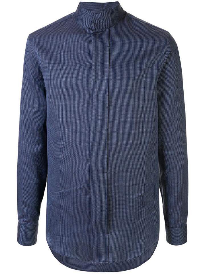 Emporio Armani Mandarin Collar Shirt - Blue