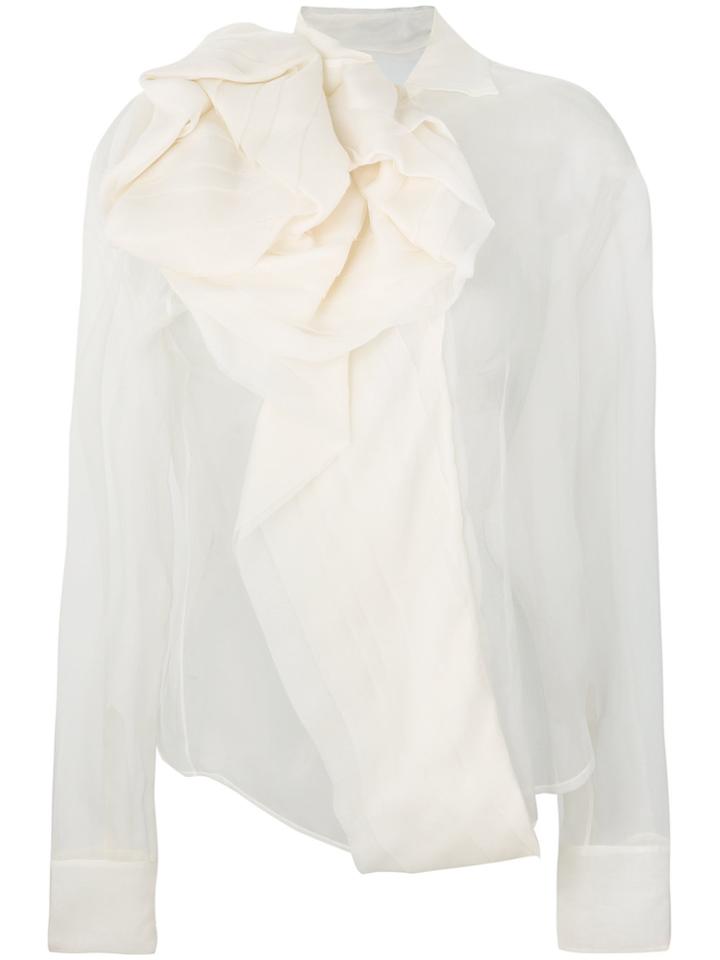 Christian Dior Vintage Bow Sheer Blouse - Nude & Neutrals