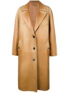 Prada Long Leather Coat - Brown