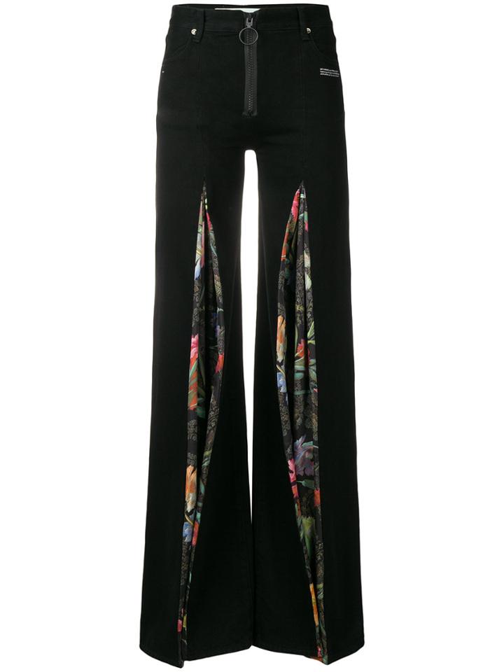 Off-white Contrast Flared Trousers - Black