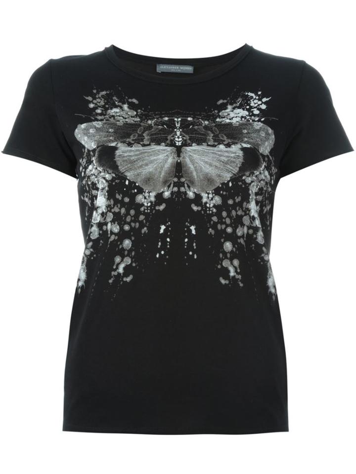 Alexander Mcqueen Moth Print T-shirt, Women's, Size: 40, Black, Cotton