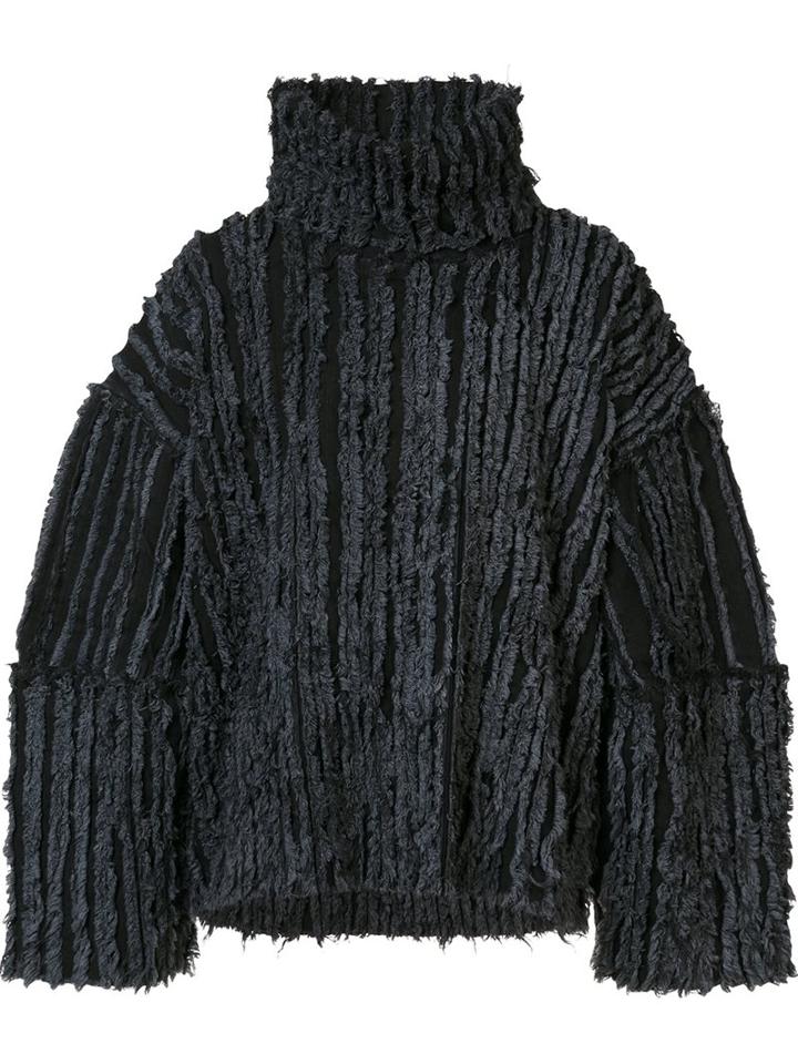 Y / Project Oversize Frayed Denim Jumper, Men's, Size: Large, Black, Polyamide/spandex/elastane/cotton