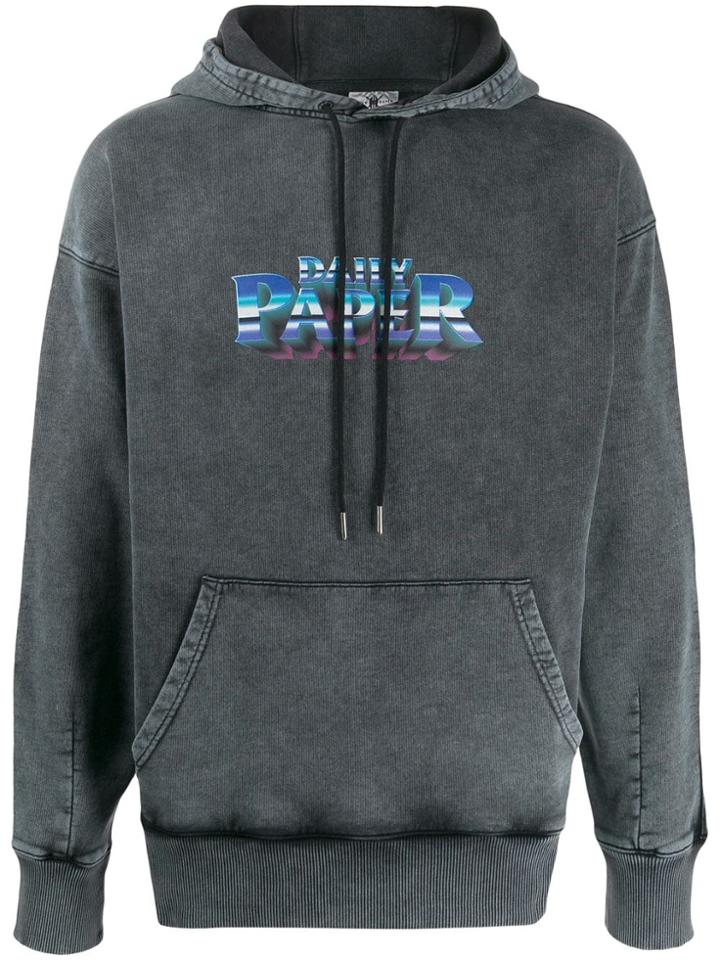 Daily Paper Logo Print Hoodie - Grey