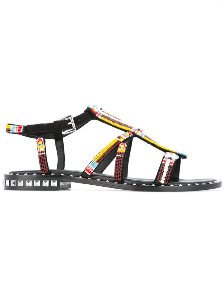 Ash Beaded Upper Sandals - Black
