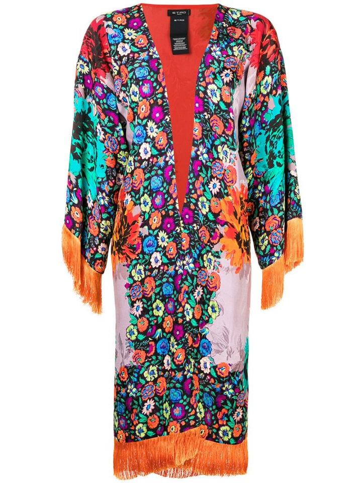 Etro Floral Print Poncho - Yellow