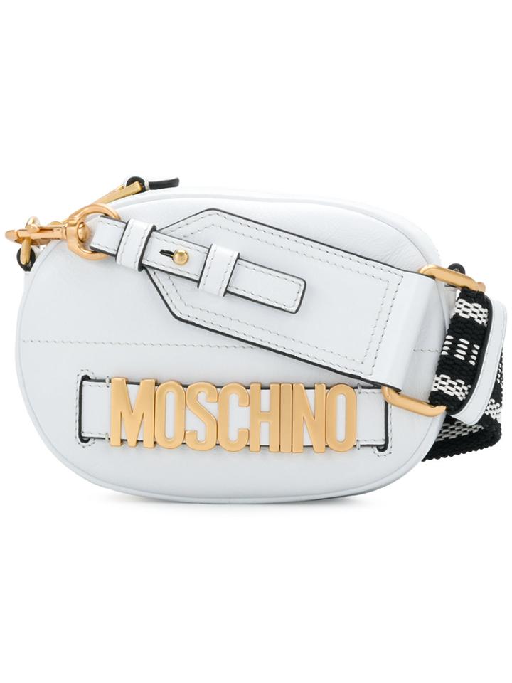 Moschino Logo Embellished Shoulder Bag - White