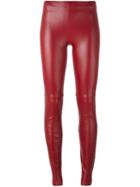 Plein Sud Leather Leggings, Women's, Size: 36, Red, Leather