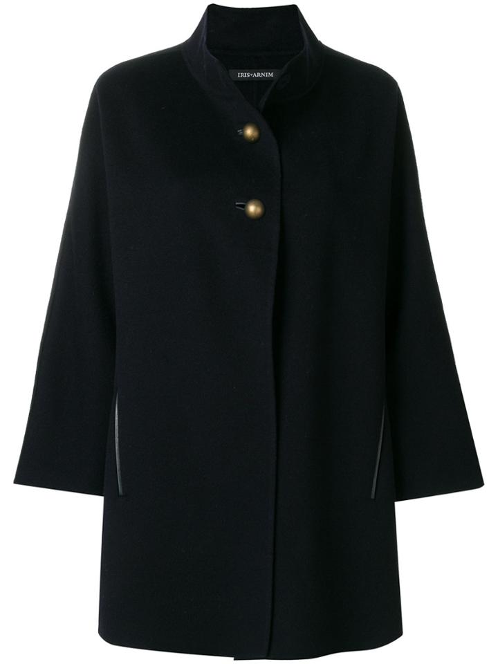 Iris Von Arnim Buttoned Neck Cape - Blue