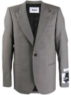 Msgm Graphic Patch Blazer Jacket - Grey