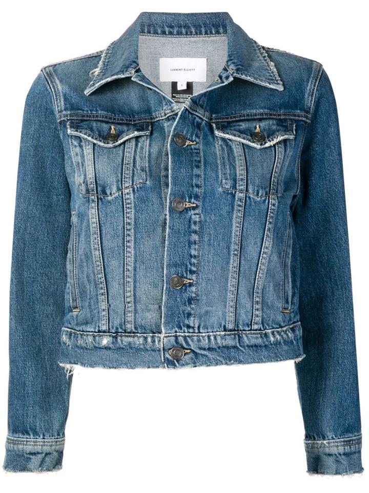 Current/elliott Cropped Denim Jacket - Blue