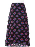 Marni 3d Floral Macramé Skirt, Women's, Size: 40, Black, Nylon/polyester