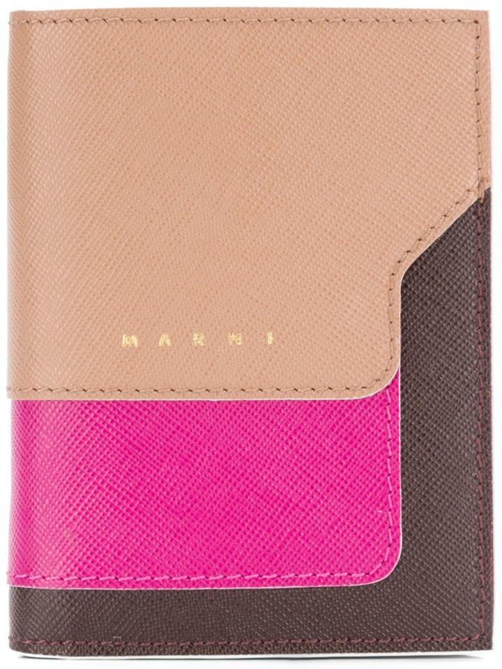 Marni Saffiano Bi-fold Wallet - Nude & Neutrals
