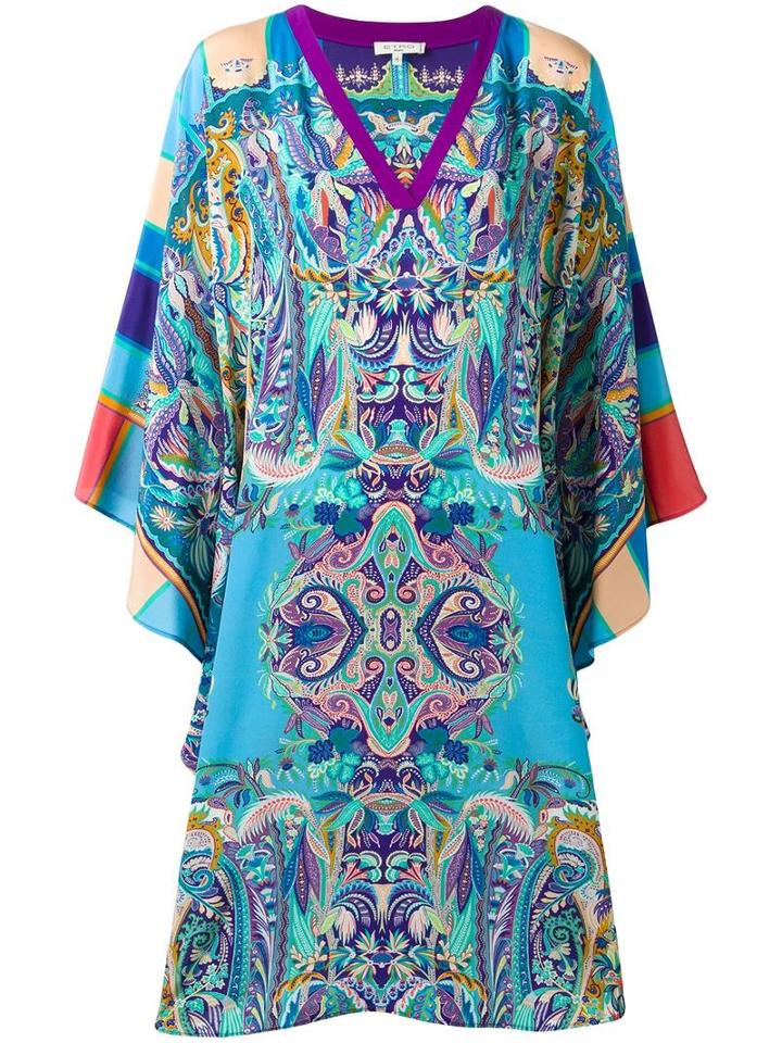 Etro V-neck Caftan, Women's, Size: Medium, Blue, Silk