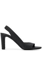 Del Carlo Embossed Slingback Sandals - Black