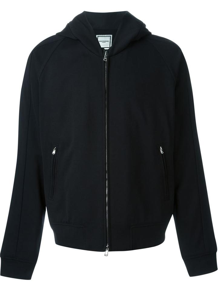 Wooyoungmi Zip Hoodie, Men's, Size: 52, Black, Acrylic/nylon/polyester/rayon