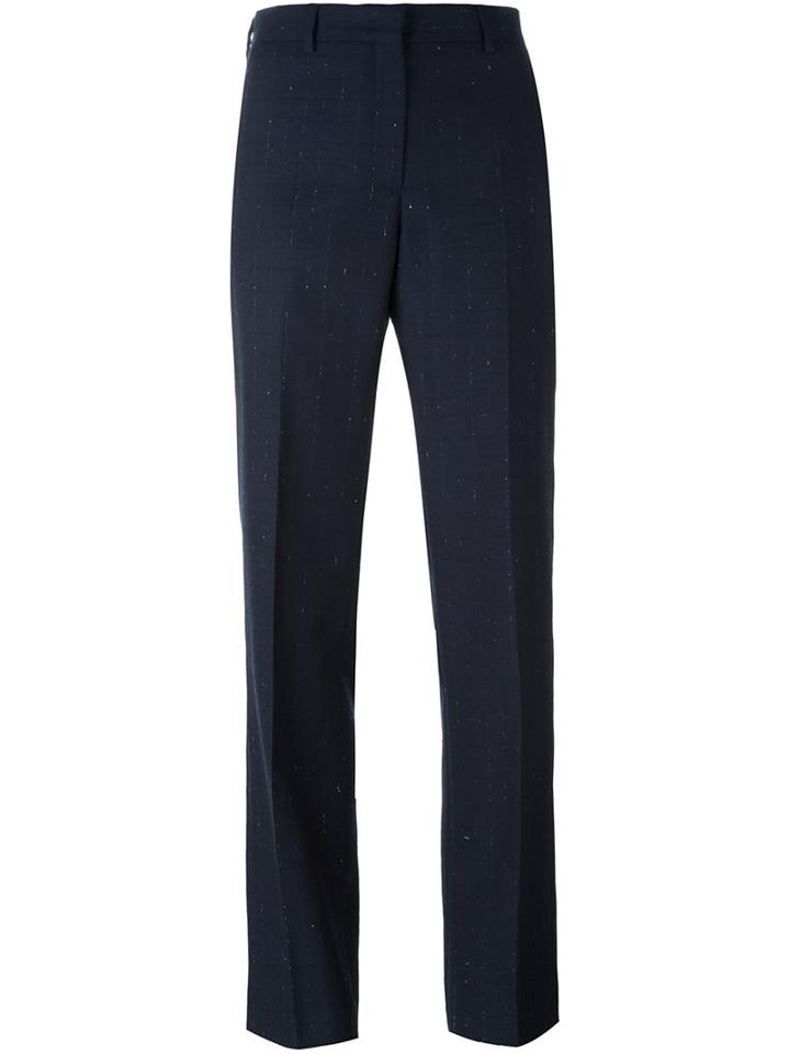 Ps By Paul Smith Pinstriped Tailored Trousers, Women's, Size: 46, Blue, Viscose/wool