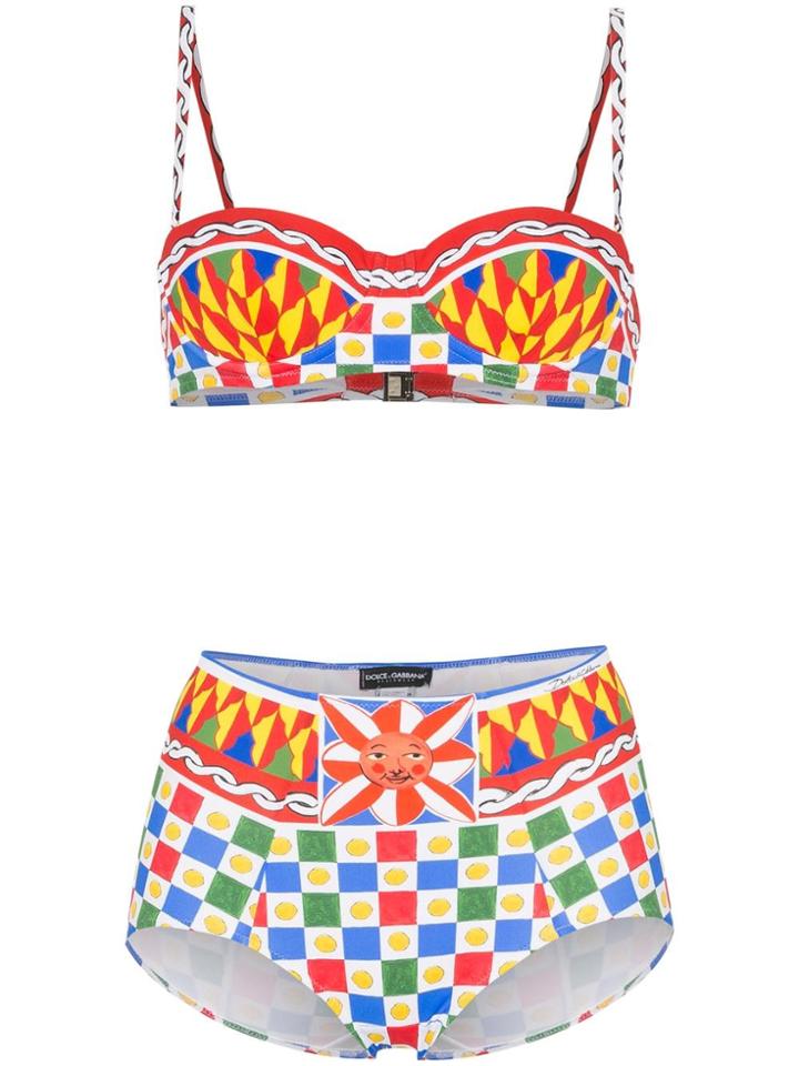 Dolce & Gabbana Checkered Print Bikini - Multicoloured