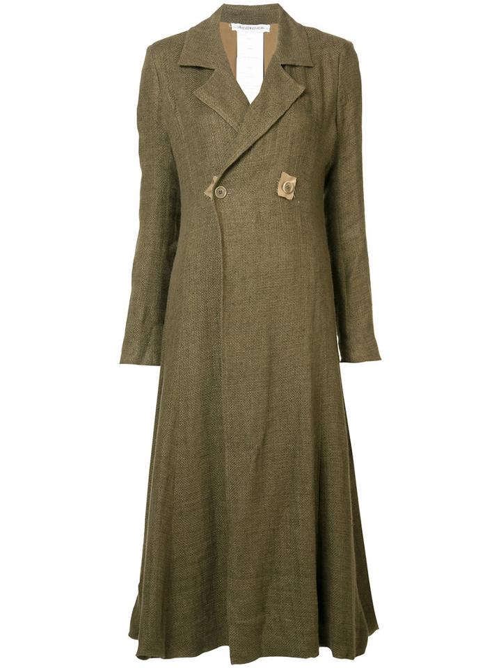 Cherevichkiotvichki - Flared Distressed Coat - Women - Silk/linen/flax - M, Green, Silk/linen/flax