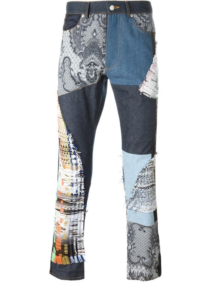 James Long Patchwork Slim Jeans, Men's, Size: S, Blue, Polyester/cotton/nylon/cupro