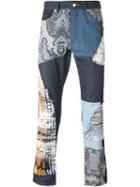 James Long Patchwork Slim Jeans, Men's, Size: S, Blue, Polyester/cotton/nylon/cupro