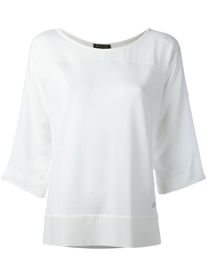 Loro Piana Three-quarter Sleeve Blouse, Women's, Size: Small, White, Silk/cotton/spandex/elastane