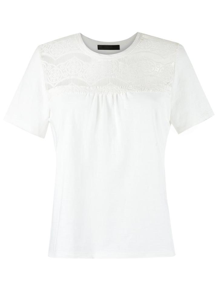 Talie Nk Lace Insert Top, Women's, Size: P, White, Cotton