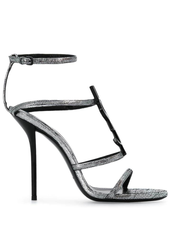 Saint Laurent Cassandra 110 Sandals - Silver