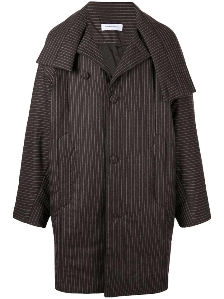 Kiko Kostadinov Pinstripe Coat - Brown