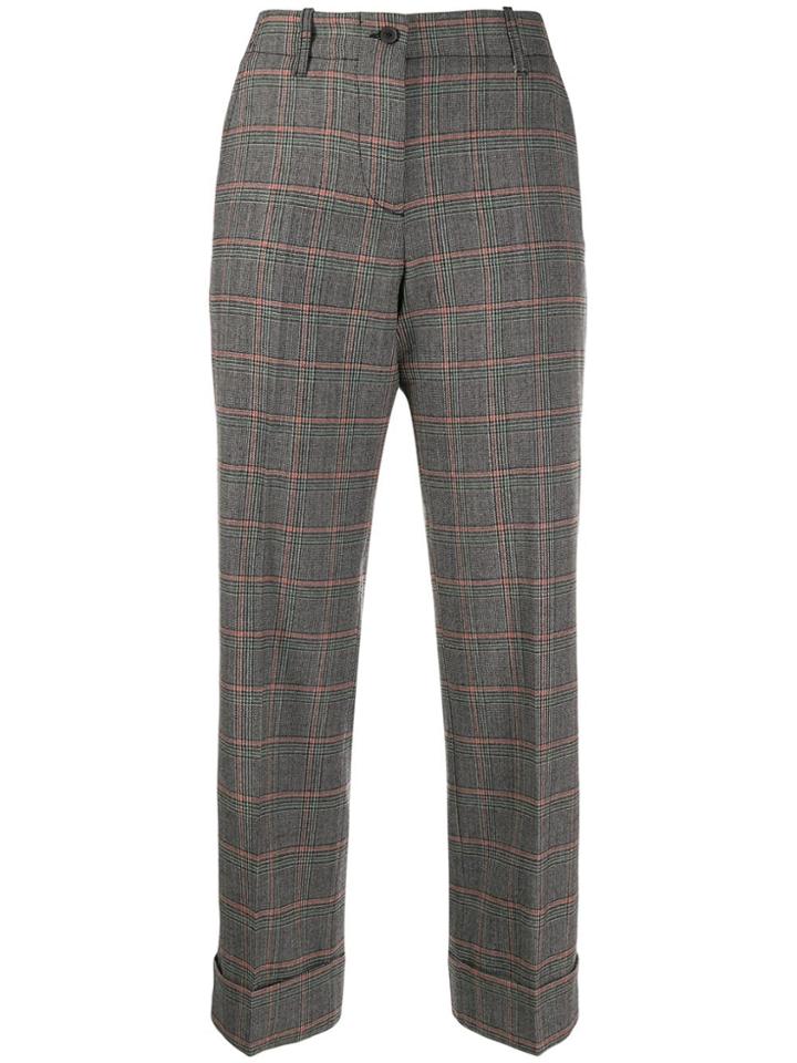 Alberto Biani Check Print Trousers - Grey