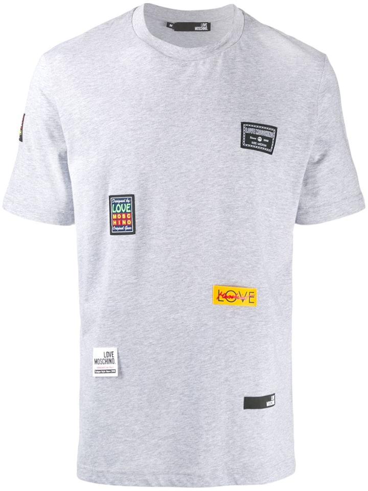 Love Moschino Logo Patch Crew Neck T-shirt - Grey