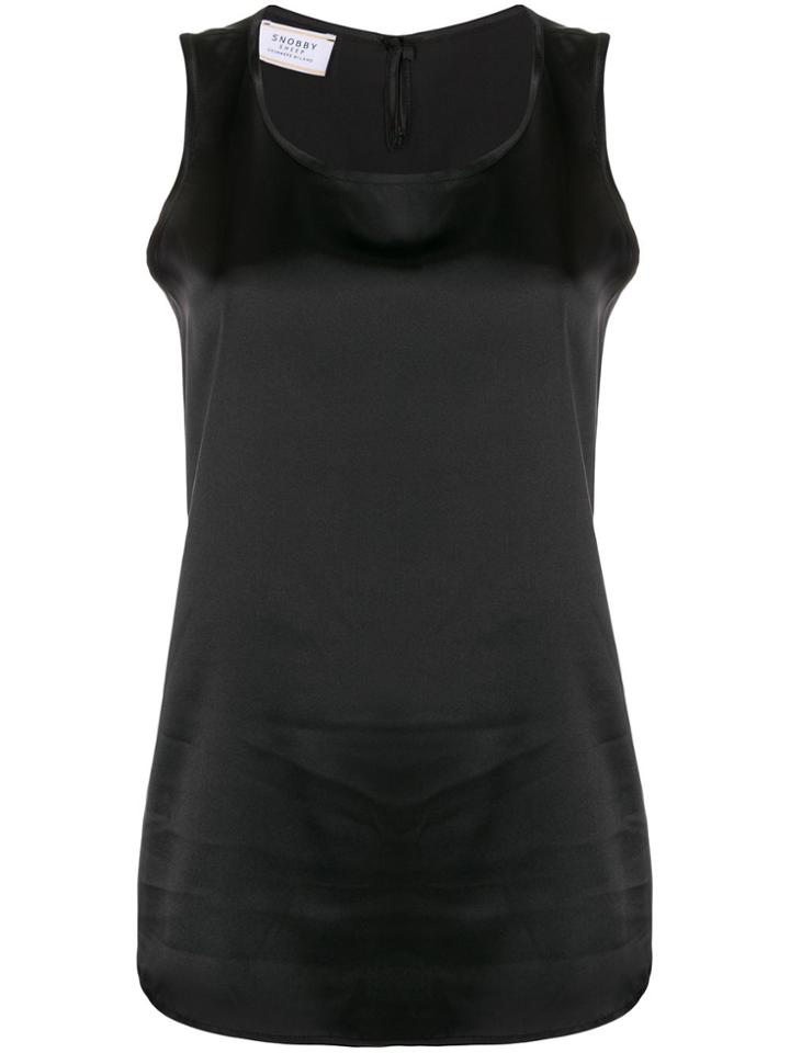 Snobby Sheep Sleeveless Silk Top - Black