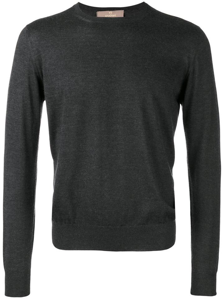 Cruciani Crew Neck Sweater, Men's, Size: 52, Grey, Cashmere