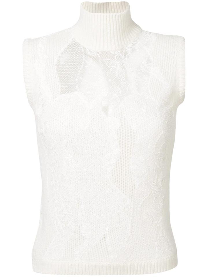 Ermanno Scervino Lace Inserts Knit Top - White