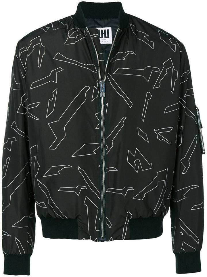 Les Hommes Urban Camouflage Bomber Jacket - Black