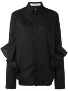 Off-white - Embroidered Ruffle Shirt - Women - Cotton - Xs, Black, Cotton