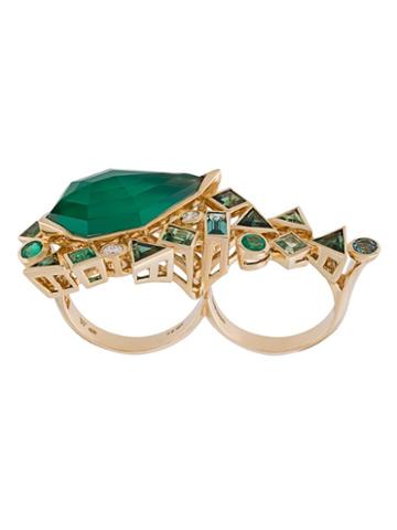 Stephen Webster Crystal Haze Emerald And Diamond Ring, Women's, Size: 54, Metallic, 18kt Yellow Gold/agate/quartz/emerald