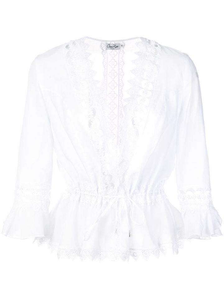 Charo Ruiz Tie Waist Embroidered Blouse - White