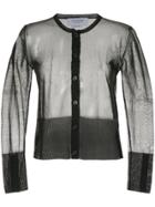 Thom Browne Sheer Classic Silk Cardigan - Black