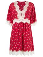 Talie Nk V Neck Printed Dress, Women's, Size: 40, Red, Silk