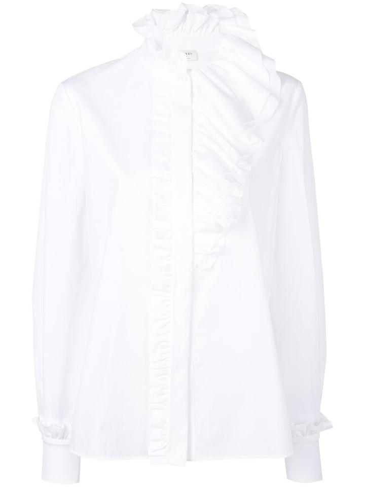 Lanvin - Ruffle-trimmed Shirt - Women - Cotton - 38, White, Cotton