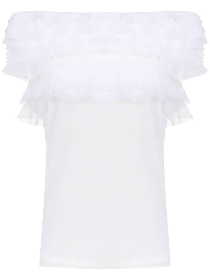 Gloria Coelho Ruffled Tulle Blouse - White