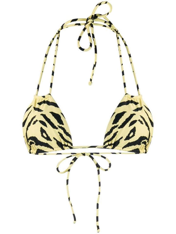 Saint Laurent Tiger Print Bikini Top - Yellow