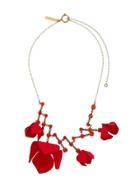 Marni Flower And Crystal-embellished Necklace - Red