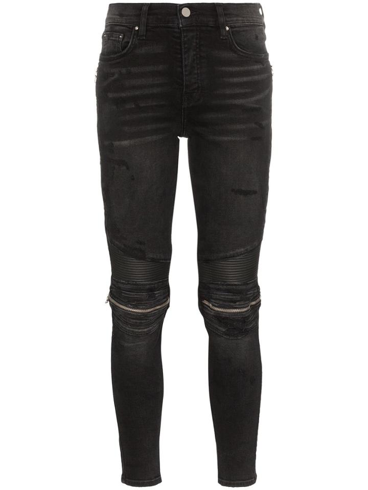 Amiri Mx2 High-rise Zip-detailed Skinny Jeans - Black