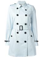 Burberry London Kensington Trench Coat, Women's, Size: 38, Blue, Cotton/acetate/lamb Skin
