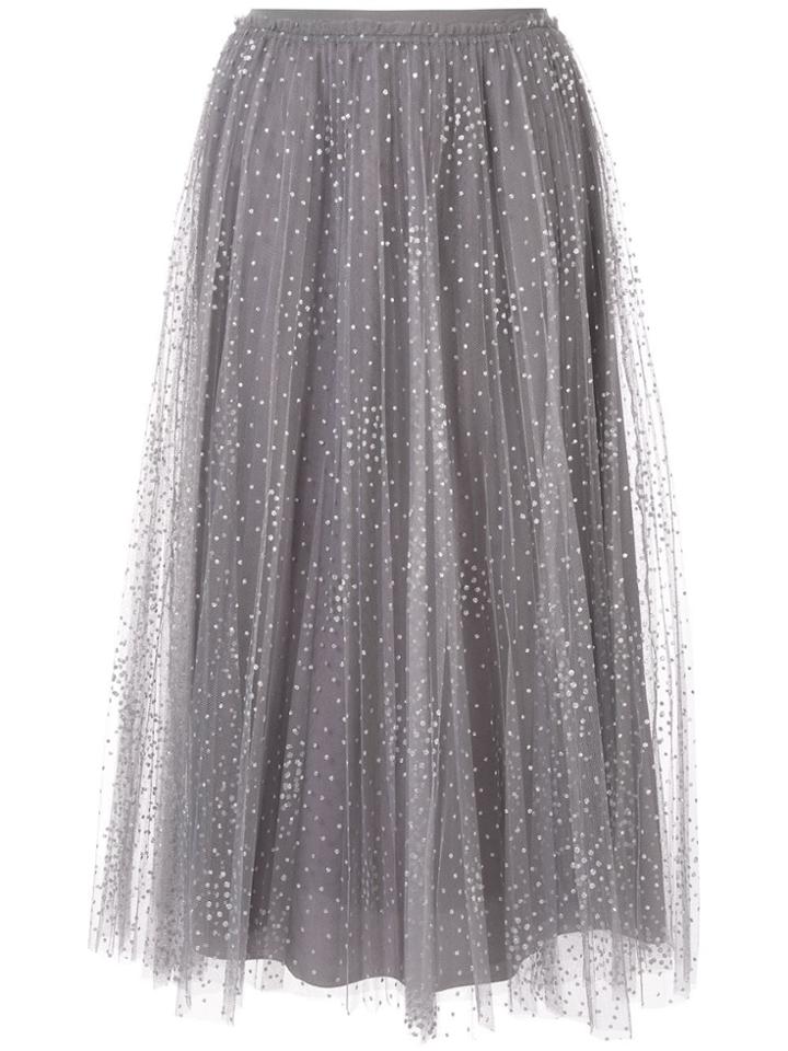 Red Valentino Embellished Tulle Midi Skirt - Grey